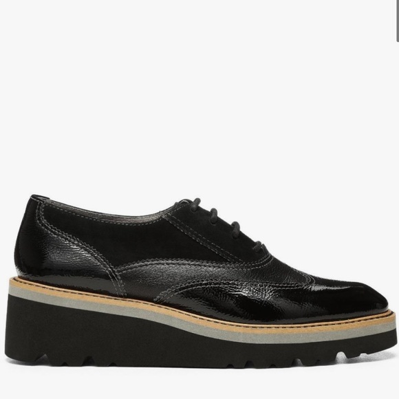 Donald J. Pliner Shoes - Donald J. Pliner Tanic Black Crinkle Patent Wedge Shoe Women's Size 7.5
